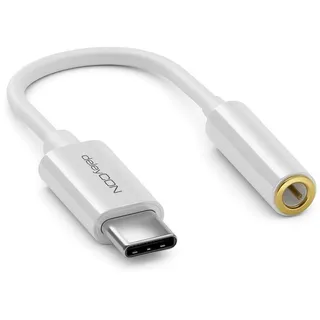 deleyCON Kopfhörer Adapter USB C auf 3,5mm Klinke weiß