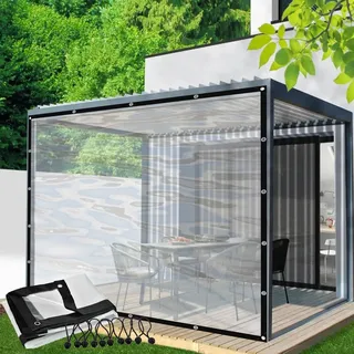 Pavillon Seitenwände Transparente wasserdichte Plane mit Ösen Outdoor Vorhang für Pergola, Veranda, Pavillon Seitenteile(2x2m)