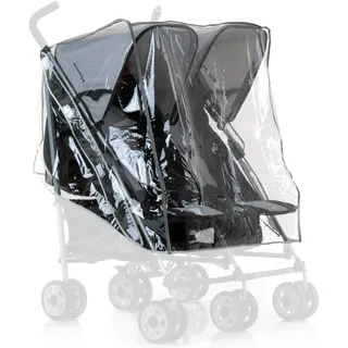 hauck Regenschutz für Zwillingskinderwagen, Transparent – Universale Regenhaube für Geschwisterwagen, Passend für Turbo Duo, Roadster Duo, mit Luftlöchern, Klettverschlüssen, Wetterfest, Faltbar