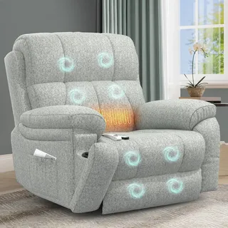 YONISEE Fernsehsessel Relaxsessel Elektrisch Massagesessel mit Liegefunktion Aufstehhilfe, Massage Heizung, Fußteil, 2 Seitentaschen Getränkehalter, TYP C & USB-Anschlüsse Liegen TV Sessel Wohnzimmer