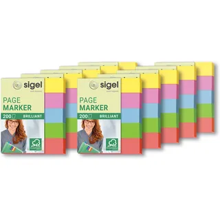 Sigel HN625/10 Haftmarker mini aus Papier, 10 Stück á 200 Streifen im Format 12 x 50 mm