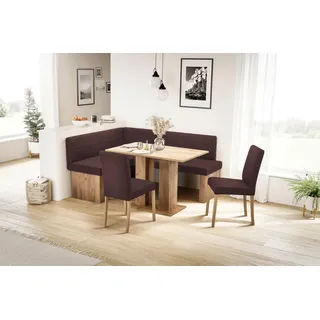 massivline & more Anna 2 130 x 83 x 169 cm Kunstleder langer Schenkel rechts braun/eiche