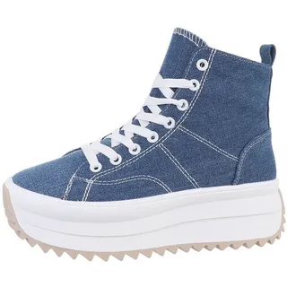 Ital-Design Komfortable Sneakers mit hoher Sohle und modischem Design Sneakerboots (85960082) Flach Sneakers High in Blau blau 37 EU