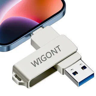 WIGONT 128 GB USB Stick für iPhone Speicherstick, iPhone USB Stick zum Speichern von Mehr Fotos und Videos, Speicherstick für iPhone Externer Speicher, kompatibel mit iOS, Typ C, USB-Anschluss.