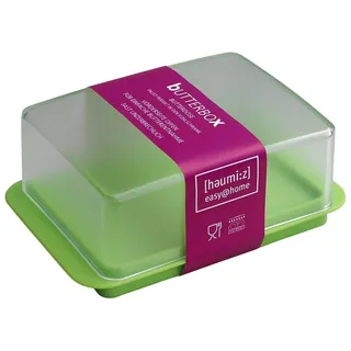 homeXpert Butterdose, Butterbox aus Kunststoff für 250g Butter - mit transparentem Deckel in limette Grün, Butterbehälter zum servieren, Spülmaschinenfest, passend für Kühlschranktüre