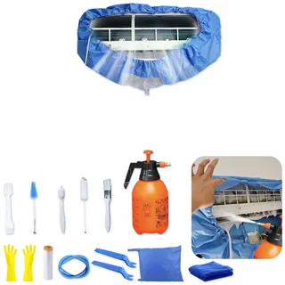 ZSPLIT-MAIR klimaanlage reinigungsset,wandmontiertes Reinigungsset für Klimaanlagen,Reinigungsset für Split-Klimaanlagen,Split Klimaanlage Reinigungsset,15 Stück, Königsblau, mittlere Größe: 68–98 cm