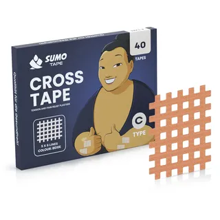 Sumo Tape® 40er Gittertape Set Typ-C wasserfest & hautfreundlich - Gitterpflaster 4,50x5,50cm selbstklebend - Crosstape Akupunktur-Pflaster, Kinesio Gitter-Tapes