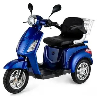 VELECO ZT15 - Dreirad Mobilitätsroller – komplett montiert und fahrbereit – elektromagnetische Bremse – Digitaler Tachometer - geräumiger Stauraum - 3 Rad Seniorenmobil (BLAU)