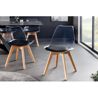 riess-ambiente Esszimmerstuhl SCANDINAVIA MEISTERSTÜCK transparent / schwarz / natur (Einzelartikel, 1 St), Kunststoff · Kunstleder · Massivholz · Design weiß