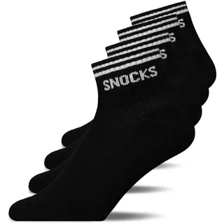 Snocks Retro Sneaker Socken (4 Paar) aus Bio Baumwolle - Knöchelsocken mit Streifen - Ankle Socks Herren & Damen - 35-38 - 35-38