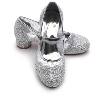 ELSA & ANNA Prinzessin Schuhe Mädchen – Prinzessin Schuhe mit 3 cm hohem Absatz – Glitzer Schuhe Mädchen – Schuhe für Elsa Kleid für Partys, Fasching, Karneval – (SIL12-SH) - 33 EU