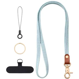 JEXOWIQ handy umhängeband,Handyband zum Umhängen mit 4 Universelles Patch,Universal Handykette,Handyband aus Nylon kompatibel mit jeden Smartphones, Handygurt Umhängenband mit Kordel(Blau)