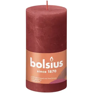 Bolsius  Rustik Stumpenkerze 10 x 5 cm zartes rot