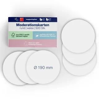 Magnetoplan Kommunikationskarte rund, Ø 190 mm, 500 Stück, weiß, D 190 mm, 500 BL