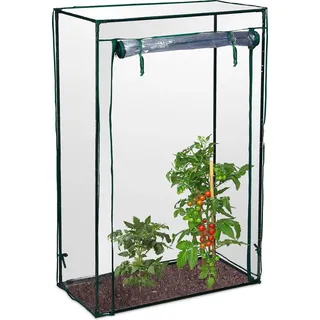 Relaxdays Tomatengewächshaus 1 x 0,5 x 1,5 m transparent/grün