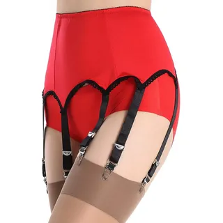 Damen High Waist Strapsgürtel Strumpfgürtel 6 Halter für Strümpfe Unterwäsche