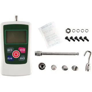 VOANZO Tragbares elektronisches Druck- und Zugkraftmessgerät mit Digitalanzeige, Mini-Handdruckkraftmessgerät mit Digitalanzeige, mit Vorrichtungsköpfen und Aufbewahrungskoffer (500 N)