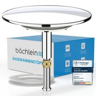 Bächlein Universal Badewannenstöpsel - Abfluss-Stopfen aus Messing inkl. Ersatzdichtung ⌀ [Chrom]