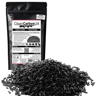 CleanCarbon24 Mikro-Aktivkohle-Pellets Ø1,5 mm | Flüssig- & Geruchsfilter | Aktivkohle für Kühlschrank, Aquarium, Teich, Weinkühler | HOCHAKTIV & Feinpelletiert (1L | 0,5Kg)
