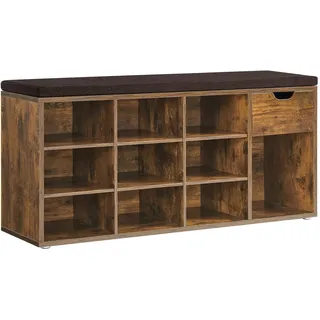 VASAGLE Schuhbank 104 x 48 x 30 cm vintagebraun mit Schublade / braun