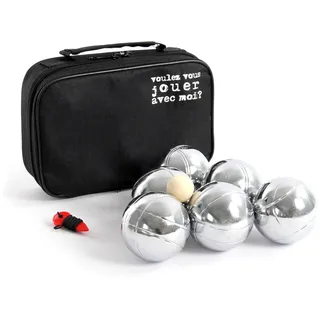 toboli Boule Set 6 Metall Kugeln 7,3 mm mit Zielkugel Schweinchen,Abstandsmesser, Kugelspiel Freizeit