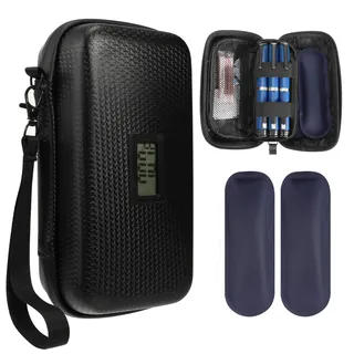 Insulin Kühltasche, Medikamente Isolier Kühlbox mit Temperaturanzeige Insulin Pen Kühler Diabetiker Medizin Reise Tasche Gekühlte Insulin Reisekoffer mit 2 Wiederverwendbare Kühlakku