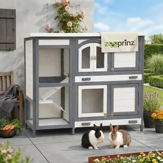 zooprinz Kleintierstall Krümmel 122 x 104 x 48 cm Grau/Weiß