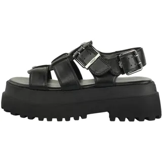 Buffalo Damen Komfort Sandalen Pluto Fisher 1602334 Schwarz - Schwarz - 38