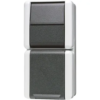 Jung 2fach Aufputzgehäuse Steckdose Grau 876W