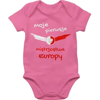 Shirtracer Shirtbody Meine erste EM Polen, Moje pierwsze EURO Polska 2024 Fussball EM Fanartikel Baby rosa 12/18 Monate