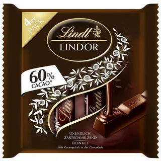 LINDT Schokolade, Lindt Lindor Stick Multipack Edelbitter Schokolade mit Füllung 100g