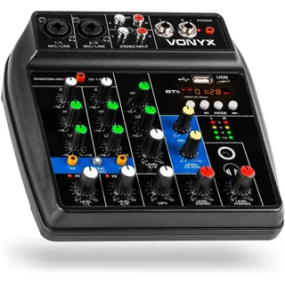 Vonyx VMM100 4-Kanal-Mixer mit Bluetooth und USB-mp3-Player