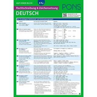 PONS Rechtschreibung und Zeichensetzung auf einen Blick Deutsch: Kompakte Übersicht zum Schreiben lernen (PONS auf einen Blick)