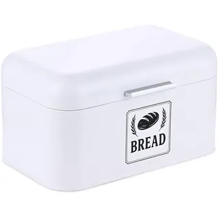 Relaxdays Brotkasten, mit Deckel & Griff, Hbt: 16,5x30x19 cm, Brot aufbewahren, Brotkiste Retro, Metall, weiß