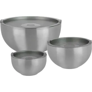 GSW Thermoschüssel-Set 6-tlg. mit Deckel, doppelwandige Isolierung warm und kalt – Edelstahl, rostfrei, 6-teilig, Silber