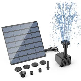 AISITIN Solar Springbrunnen für Außen 1.5W DIY Solarbrunnen für Draussen 2025 Upgrade Solarpumpe mit 3m Kabel,Solar Brunnen mit 6 Fontänenstile Solar Teichpumpe für Garten,Vogelbad,Teich