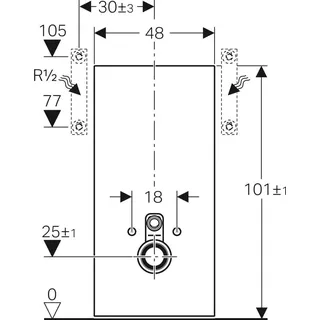 Geberit Monolith Sanitärmodul für Wand-WC, 101cm, Wasseranschluss seitlich, mit Anschlussstutzen, 131022SJ6