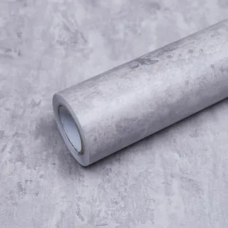 Selbstklebende Hellgrau Selbstklebend Betonoptik Graue Betonzement Tapeten Abziehen 3D Beton Klebetapete Möbelaufkleber Vinyl Folie Matt Klebefolie Wandfolie für Badezimmer 40CM×10M