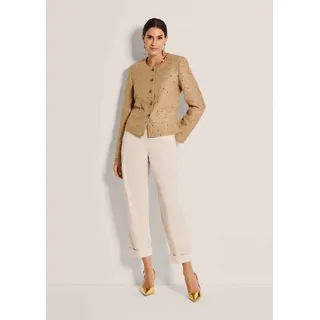 MADELEINE Kurzblazer Glanzblazer mit Pailletten Eleganter Einreiher mit Rundhals, Leistentaschen und Langarm braun 42
