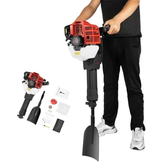 ROGONPDK 52CC Handheld Benzin Garten Baum Bagger | 2Takt Tragbar Baumbagger | 6500 U/min Gartenschaufel Grubenbagger | Handgeführte Grabenfräse Bagger Maschine mit Schaufel, Trichter & Filter