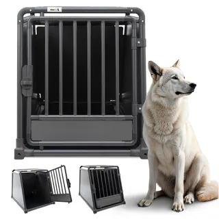MaxxPet Hundebox Auto, Hundetransportbox Auto, Hundebox Auto Kofferraum, Hundebox XXL, Hundebox Große Hunde, Hundeboxen Alu, Hundekäfig Auto, 65x92x70cm