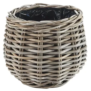Pflanzkorb Rattan BOTAN Übertopf rund m. Folie ausgeschlagen kubu grey Dm. 25 cm