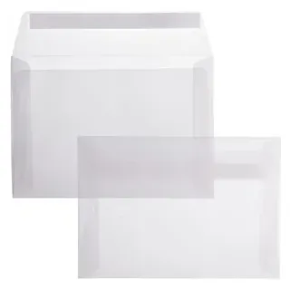Blanke Briefhüllen Blanke Briefumschläge, weiß/transparent, C6, ohne Fenster, haftklebend, 92g/m2, 100 Stück,