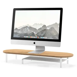 Woodcessories Monitorständer Holz Eiche - Ergonomisch Schreibtisch Monitorerhöhung / Bildschirmerhöhung mit Ablage 70 x 10 x 22 cm