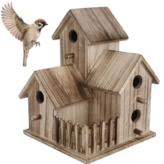 Holz Vogelhaus, Vogelfutterhaus Futterhaus Gartendekoration Robust Langlebig Vogelhaus Vögel Nisthaus Nistkasten Holz Futterhaus für Vögel zum aufhängen Garten und Balkon,