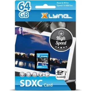xlyne SDXC-Speicherkarte │64 GB│Class 10│SD-Karte, Flash Memory│Ideal für Fotos/Videos/Audio/Smartphones