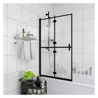 vidaXL Faltbare Duschkabine ESG Schwarz 100x140 cm