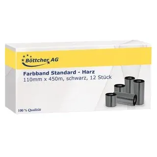 Böttcher-AG Farbband Standard für Zebra, Wachs, Thermotransfer, 110mm x 450m, schwarz, 12 Stück