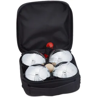 Relaxdays Boule Kugeln im Set Schwarz,Silber
