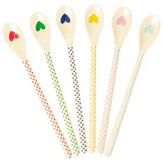 Rice - Latte Löffel - 6 Stück - Heart Print/Herz - aus Melamin